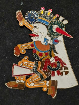 Mexican Pre Columbian Aztec Death God Mictlantecuhtli Brass Metal Sheet Figure