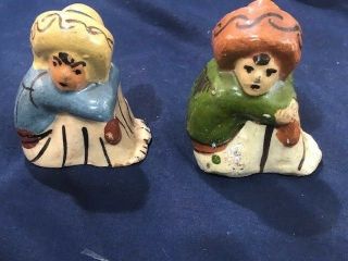 Vintage 1940s Mexican Pottery Salt And Pepper Shakers