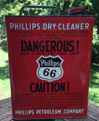 Antique Phillips 66 Petroleum Co.  1 Gal.  Dry Cleaner Can Phillips 66 Oil Tin