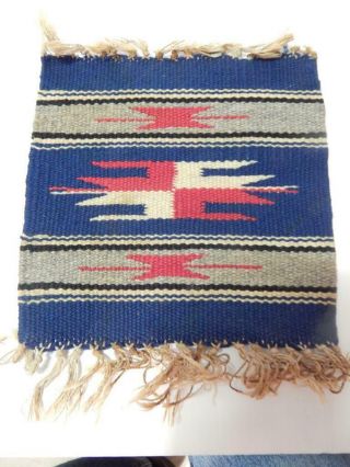 Sampler Sized Chimayo Blanket Weaving Rug Mexico