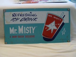 Vintage Dairy Queen Mr.  Misty Slushy Icy Drink Painted Metal Advertising Sign