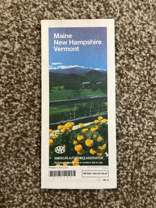 1995 Edition Aaa Maine Hampshire Vermont Travel Road Map Box G20