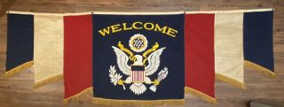 Rare World War 2 Ww2 Wwii Us Flag Patriotic Welcome Home Banner Flag