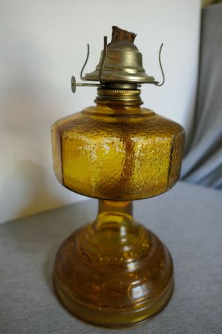Antique Vintage Rust Glass & Eagle Brass Kerosene Oil Lamp W Shade 11 " H