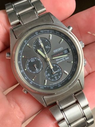 Men’s Vintage Seiko Chronograph Tachymeter Quartz Sports 100 Watch Nr