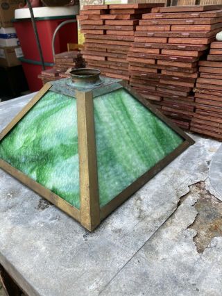 Vintage Slag Glass And Brass Lamp Shade