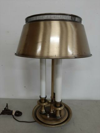 Vintage Mid Century Brass Candlestick 3 Light Table Lamp Bouillotte Metal - 2