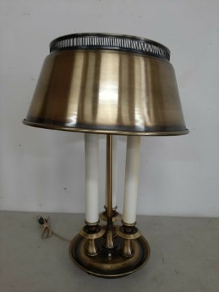 Vintage Mid Century Brass Candlestick 3 Light Table Lamp Bouillotte Metal - 3