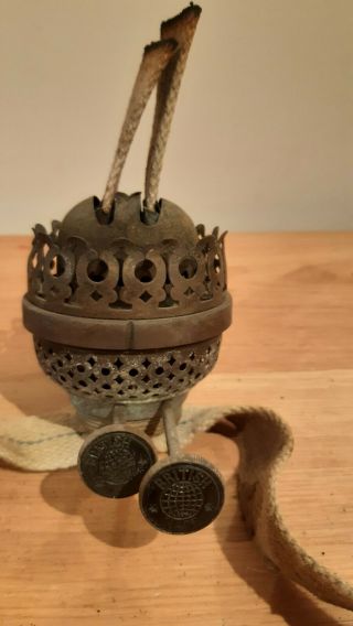 British Made Duplex Oil Lamp Burner With Wick And Black Buttons