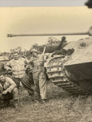 WWII Photo US German Tank Panzer Panther Armor Ko’d Captured Album Picture - A 5