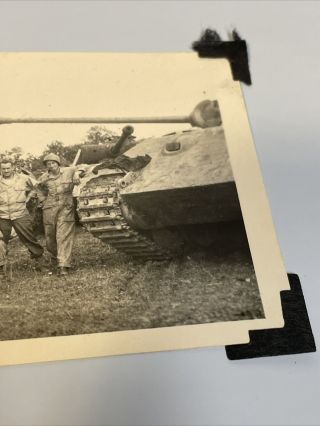 WWII Photo US German Tank Panzer Panther Armor Ko’d Captured Album Picture - A 6