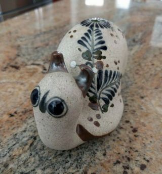 Vintage Mexican Stoneware Pottery Snail Signed Tonala Mexico J.  Santana