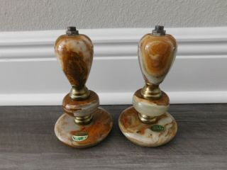 Vintage Onyx Of Pakistan Table Lamp Bases - Set Of 2 Made In Italy