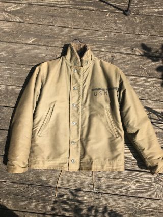Vintage Us Navy Wwii N - 1 Deck Jacket