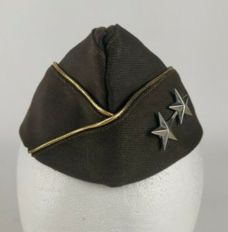 WWII WW2 or Post US Army General Rank Officer Wool Side Cap Garrison Hat 7 1/8 2