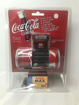 Vintage 1998 Coca Cola Can Flash Camera 35mm Ansco Collectable Prop Rare