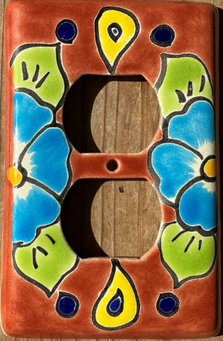 Talavera Mexican Pottery Light Switch Double Outlet Plate 3 X 5 Multi Colors