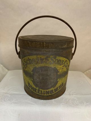 F.  Schenk & Sons Co.  Wheeling W.  Va.  Pure Lard Can With Handle And Lid Gc