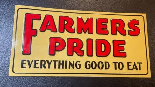 Nos 1930’s Farmers Pride Metal Advertising Sign - Terre Haute - Indiana