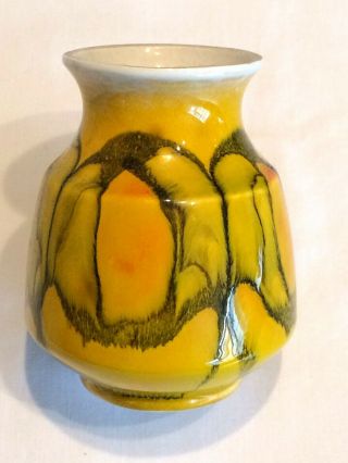 Vintage No.  31 Signed Poole Pottery Yellow Delphis Miniature 9cm Vase