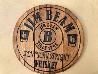 Jim Beam Bourbon Barrel Head Whiskey Lid Mancave Wall Art Signs