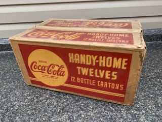 Rare 1940’s Coca Cola Cardboard Carton Case.  Handy Home Twelves.  Coke.  Very Rare