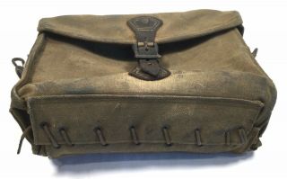 Unknown Pre or Early WWII US Army Combat Medics Bag with Leather Closure Strap 4
