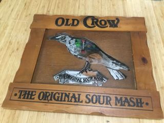 Old Crow Kentucky Straight Bourbon Whiskey " Sour Mash " Mirror/bar Sign