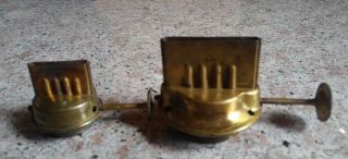 2 Vintage 19th C.  Bridgeport Brass Leader Oil Lamp Burner Parts Look 1 & 2