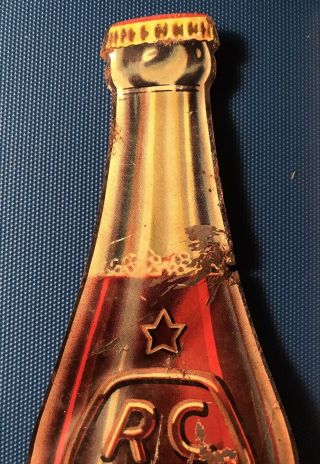 Late 1930’s Royal Crown RC Cola Embossed Die Cut Bottle Sign 3