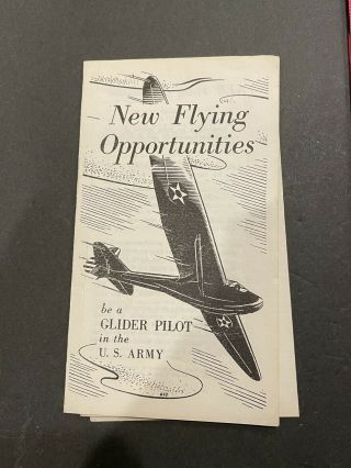 Rare Wwii Army Glider Pilot Recruitment Brochure,  Airborne,  Paratrooper,  Aaf