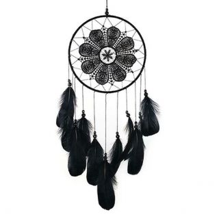 Handmade Dream Catchers Black Feather Lace Dream Catchers For Wall Hangings Boho
