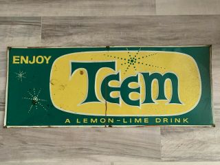 Teem Lemon Lime Soda Metal Sign From Pepsico