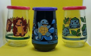 1 1999 Pokemon Welch ' s Jelly Jar Squirtle RARE,  Charmander,  Bulbasaur 2