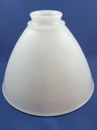 Vintage Torchiere Milk Glass Floor Lamp Shade - 8 Inch Diameter - Ribbed Waffle
