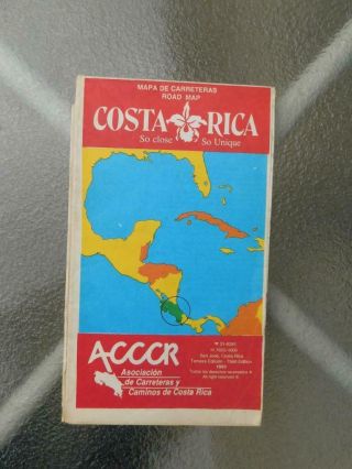 Road Map Costa Rica 1993 Vintage So Close So Unique Travel Holiday Vacation