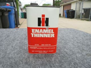 Vintage Ih International Harvester Enamel Thinner Quart Tin Can Empty