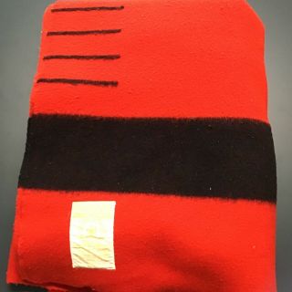 Vintage Hudson Bay 4 - Point Red And Black Wool Blanket 88” X 72” Made In England