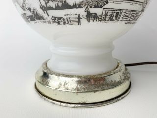Vintage 1950 ' s Currier And Ives Oil Lamp Base 8” Top Well 2