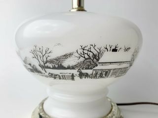 Vintage 1950 ' s Currier And Ives Oil Lamp Base 8” Top Well 3
