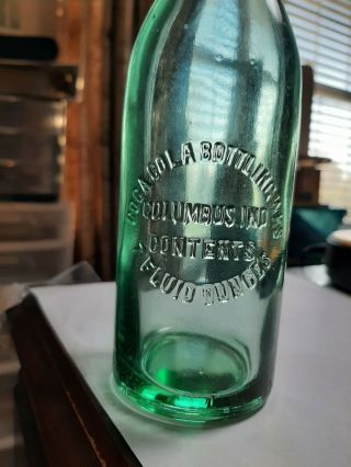 Green Columbus,  Indiana Coca Cola Straight Sided & Embossed Bottle