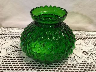 Glass Lamp Shade Diamond Quilt Green,  Made In Usa,  6 3/4 " Fitter End
