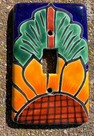 Talavera Mexican Pottery Light Switch Single Toggle Plate 3 X 5 Sunflower Gold