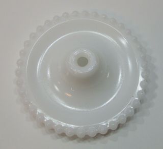 Vintage White Milk Glass Hobnail Edge 6 " Dia Round Table Lamp Base Only S/h