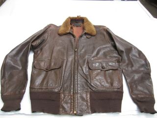 Vintage Wwii Us Navy Usn Aviator Leather M - 422a Flight Jacket