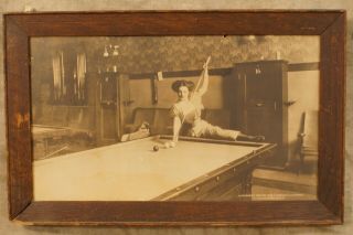 1910 William A.  Spinks & Co.  Billiard Pool Adverting Photograph Woman Player