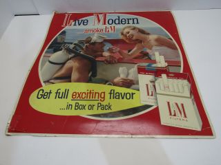 Old Vintage Live Modern Smoke L&m Filters Cigaretts Cardboard Store Display Sign