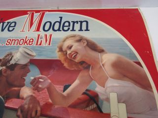 OLD VINTAGE LIVE MODERN SMOKE L&M FILTERS CIGARETTS CARDBOARD STORE DISPLAY SIGN 3