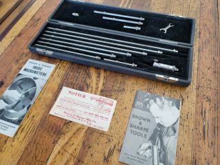 Vintage Tools Inside Micrometer Complete Brown & Sharpe Machinist Pristine ☆usa