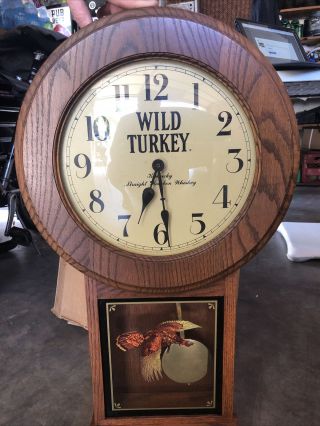 Wild Turkey Whiskey Wood Wall Clock,  Vintage,  Early 80 
